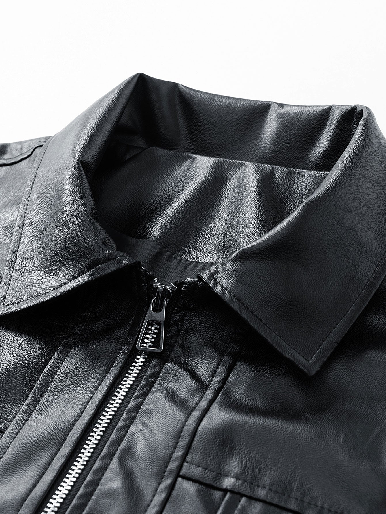 Classic Black Leather Bomber Jacket