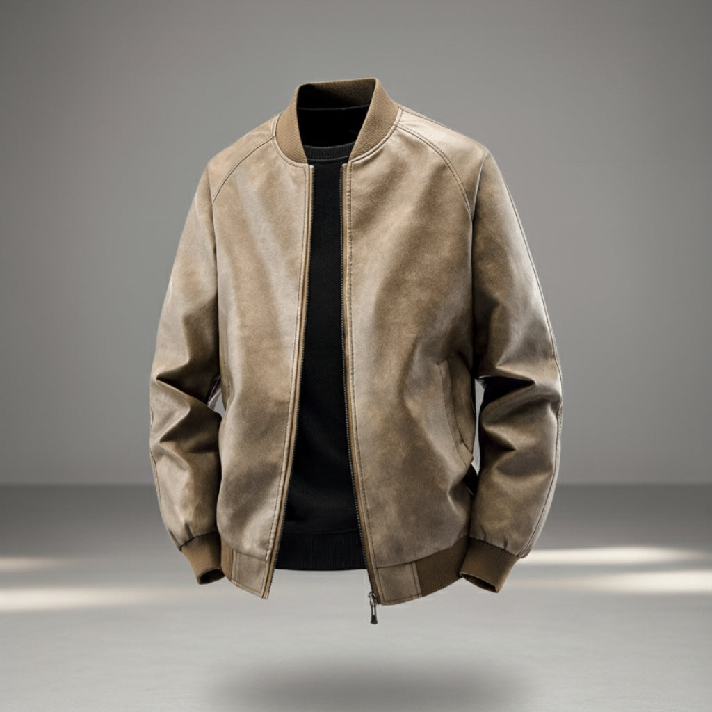 Men’s Classic PU Bomber Jacket