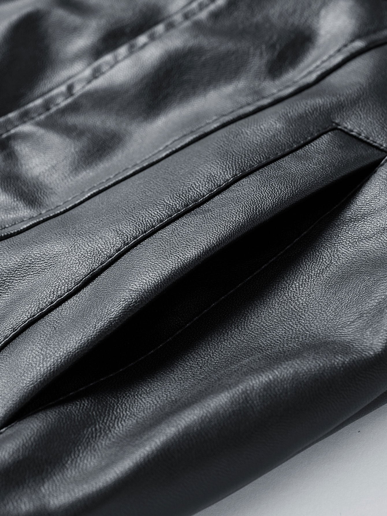 Classic Black Leather Bomber Jacket