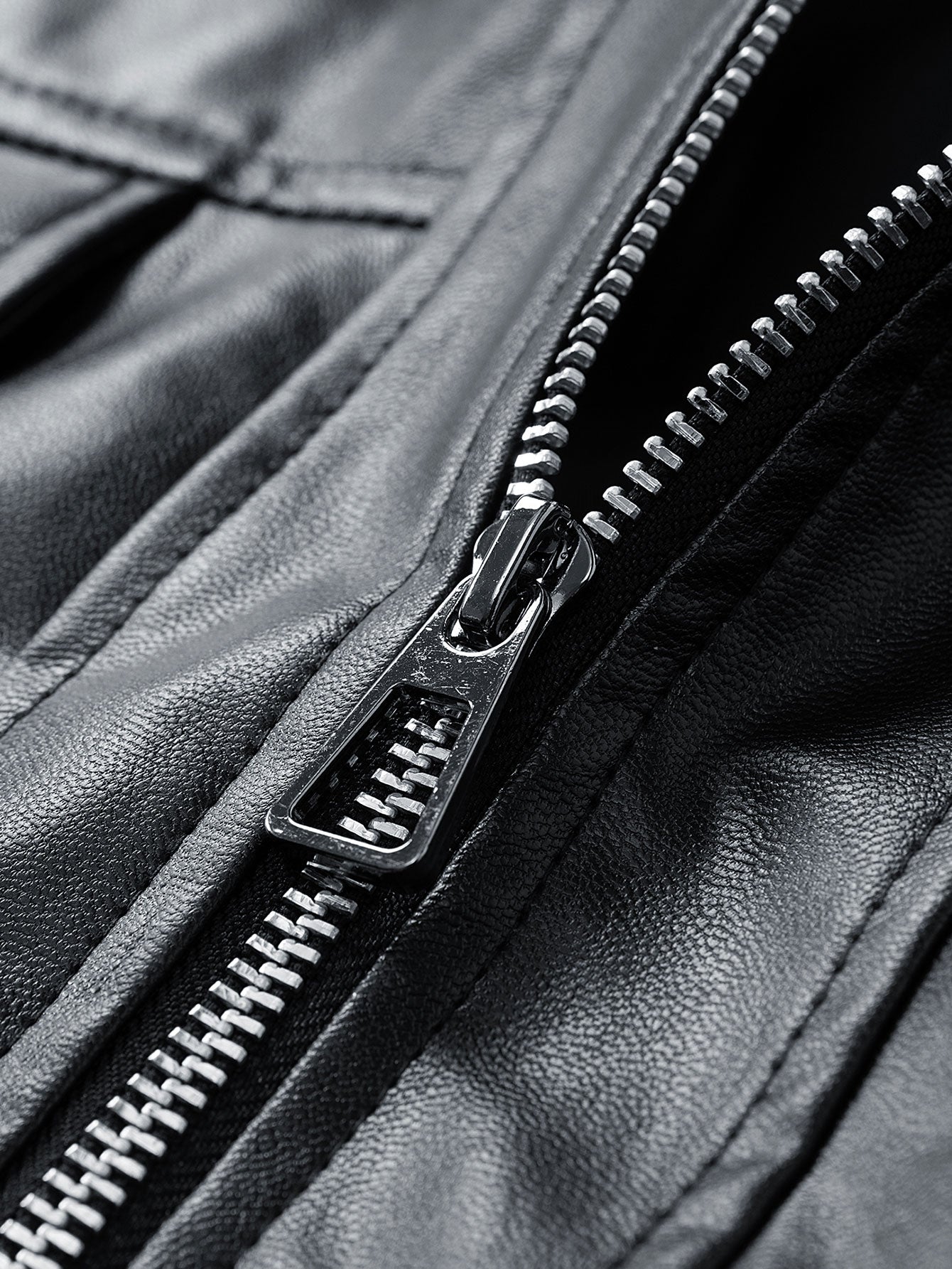 Classic Black Leather Bomber Jacket