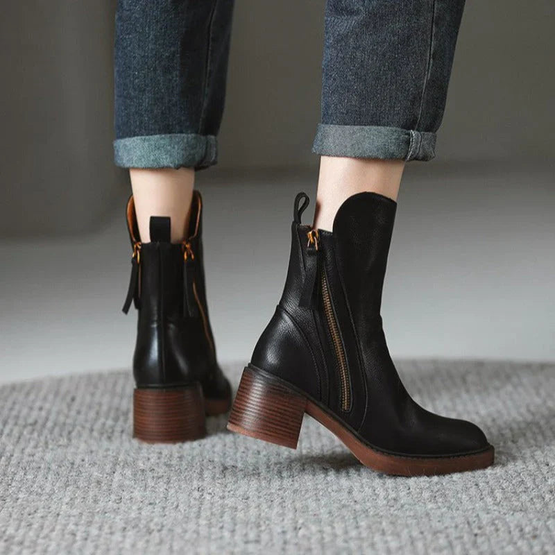 Aveline Leather Ankle Boots