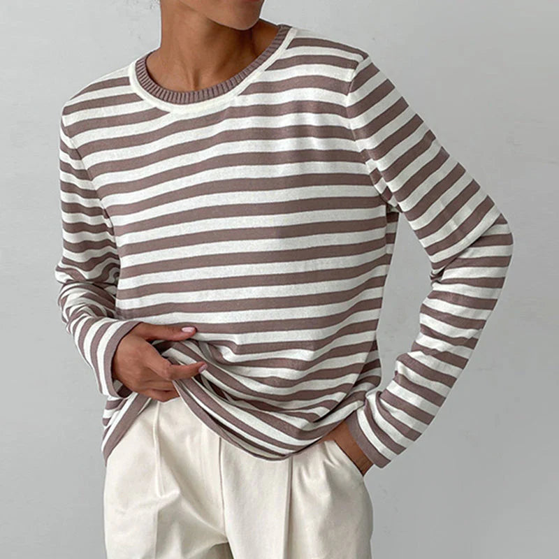 Elara Striped Knit Long Sleeve Top