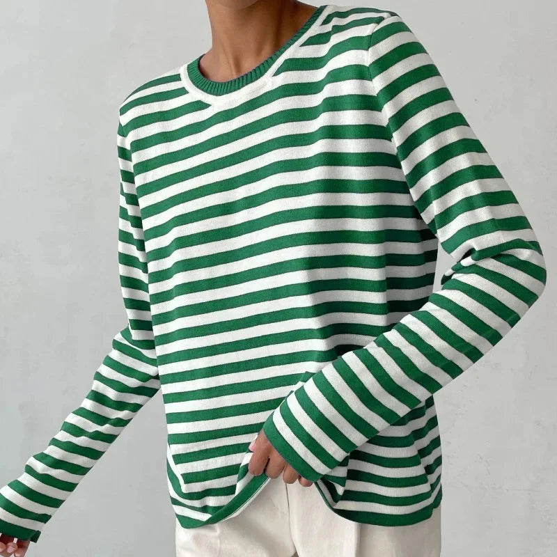 Elara Striped Knit Long Sleeve Top