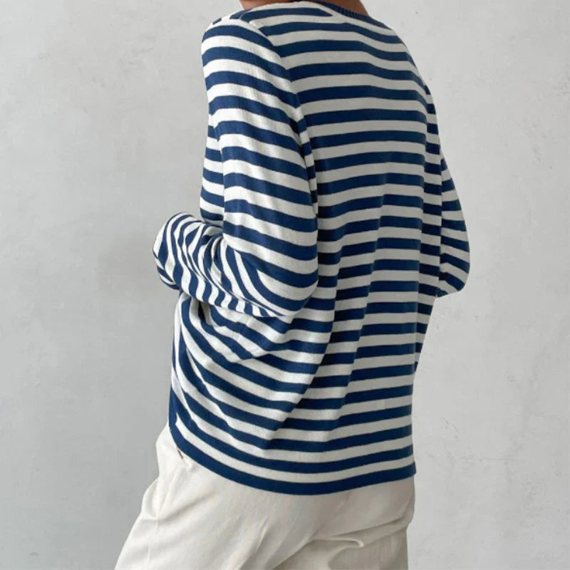 Elara Striped Knit Long Sleeve Top