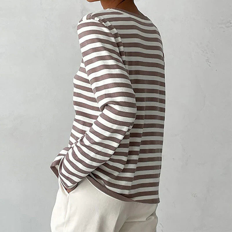 Elara Striped Knit Long Sleeve Top