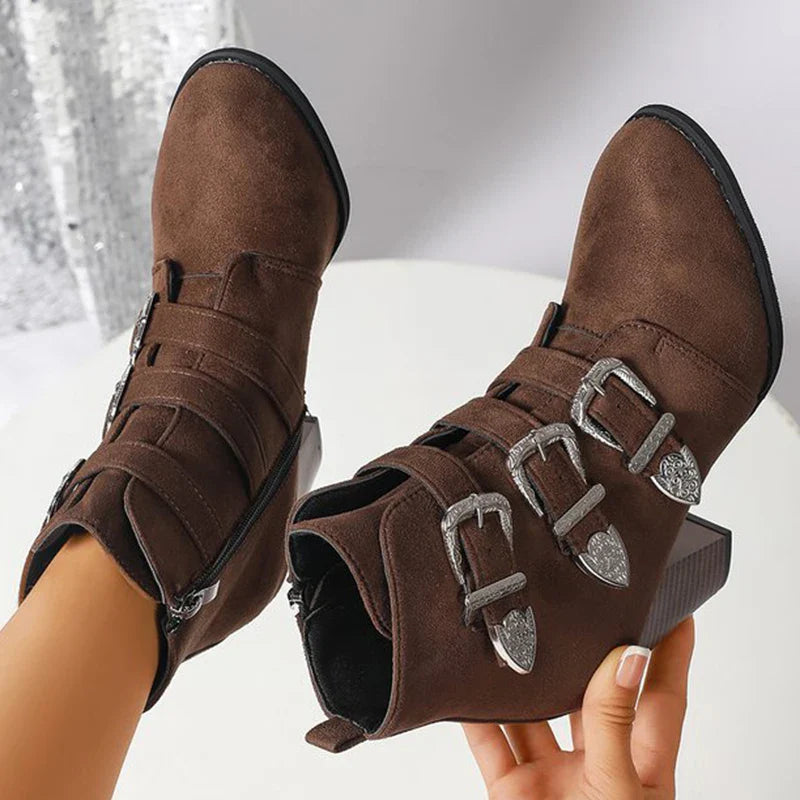 Savanna Triple-Strap Heel Boots