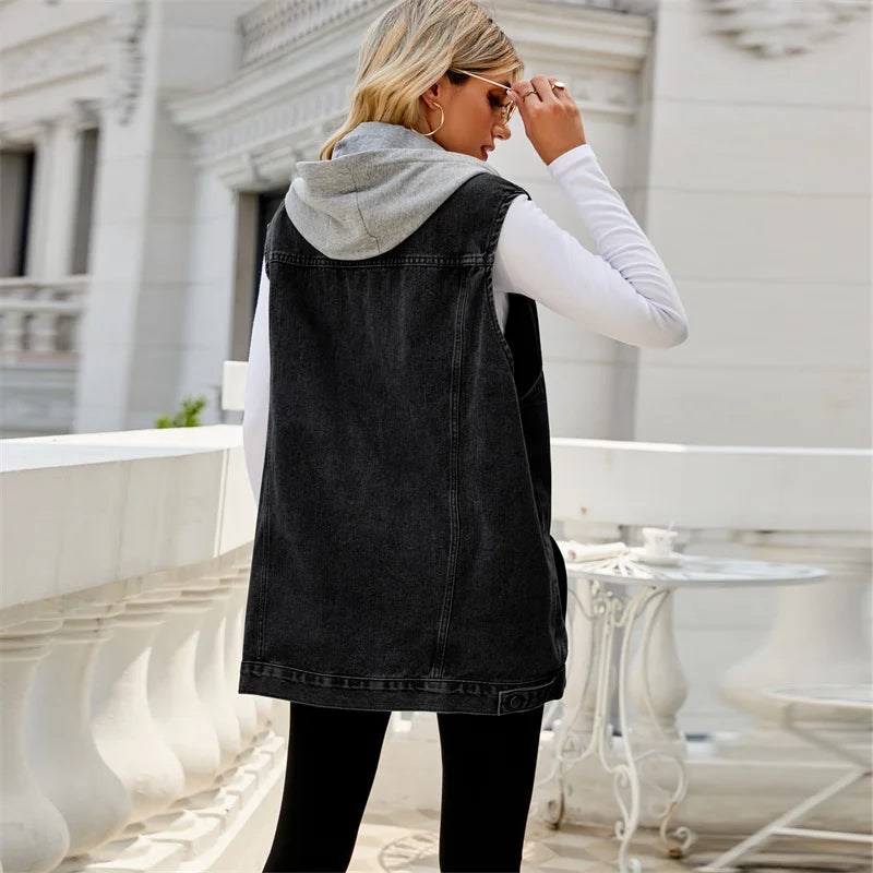 Riley Hooded Denim Vest