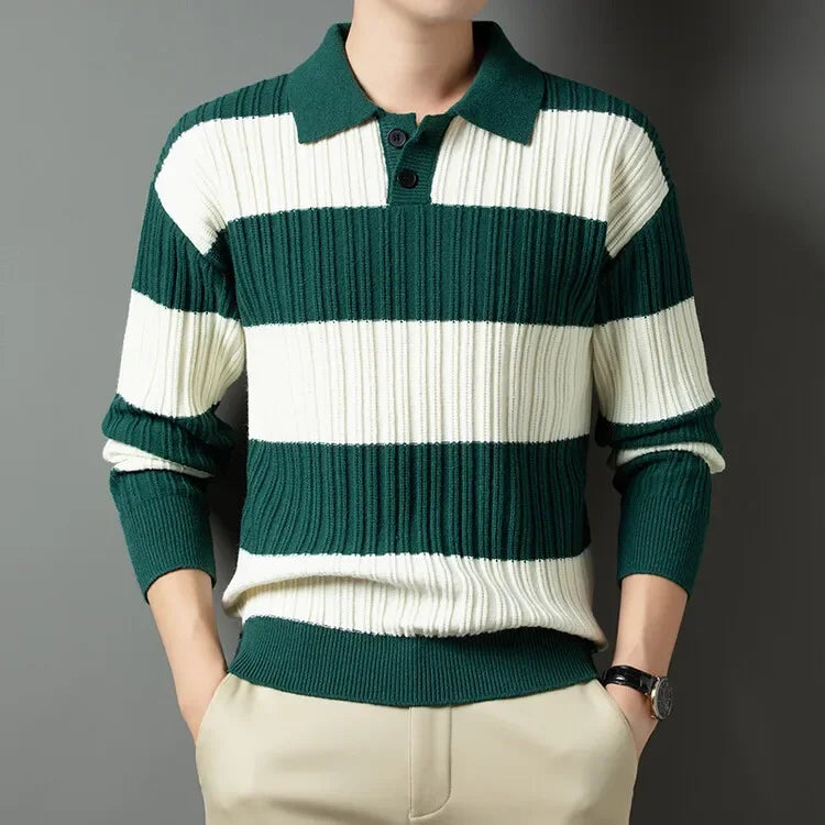 Easton Classic Striped Knit Polo - [Ezra Daniel]