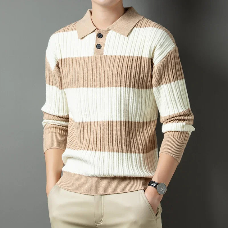 Easton Classic Striped Knit Polo - [Ezra Daniel]