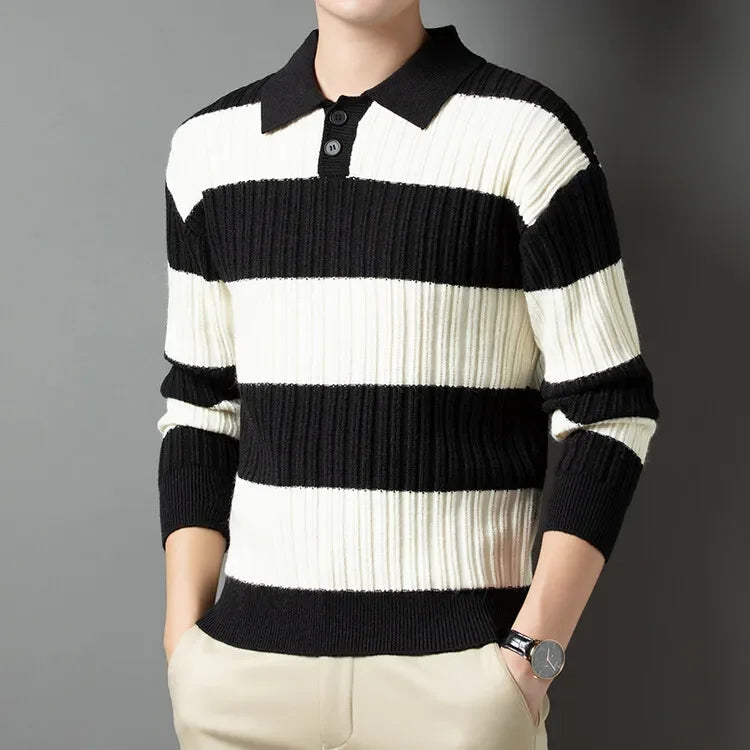 Easton Classic Striped Knit Polo - [Ezra Daniel]