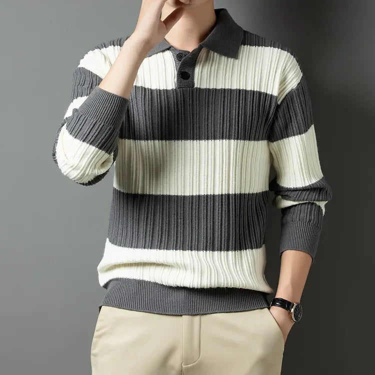 Easton Classic Striped Knit Polo - [Ezra Daniel]