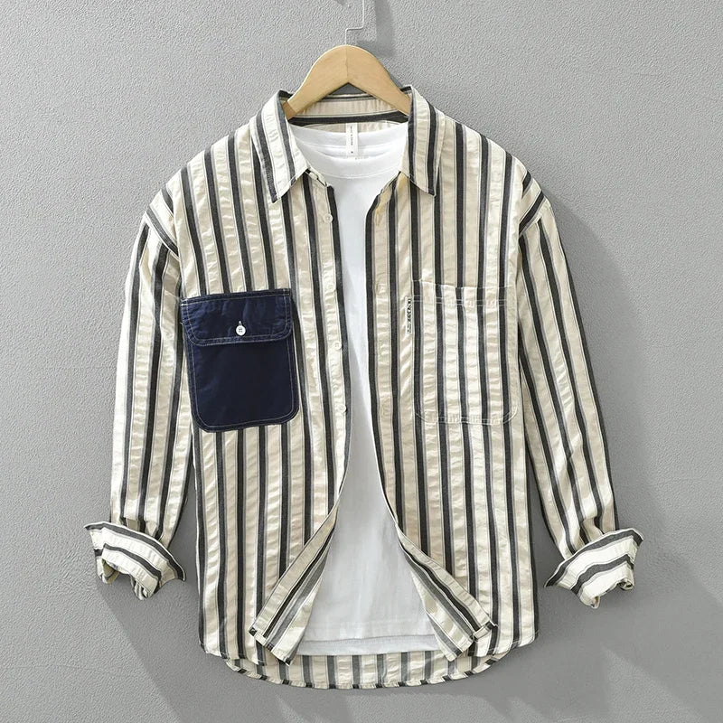Easton Striped Patch Shirt - [Ezra Daniel]