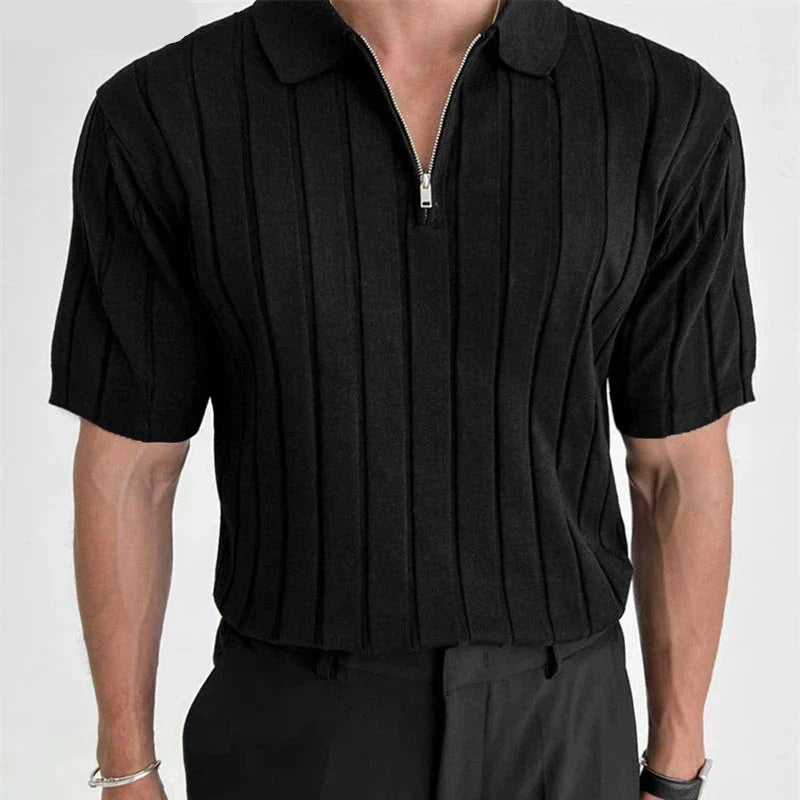 Frank Knit Quarter-Zip Short Sleeve Polo - [Ezra Daniel]