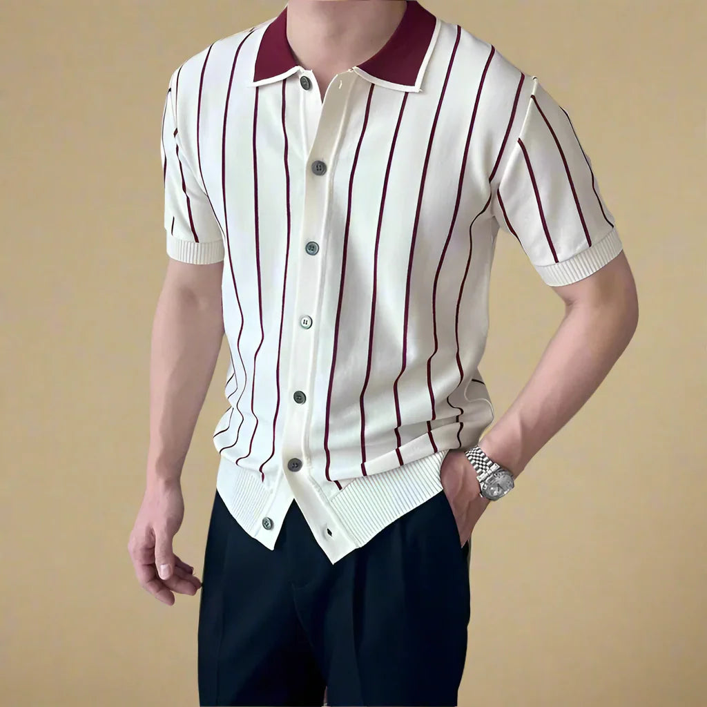 Hudson Striped Knit Polo - [Ezra Daniel]