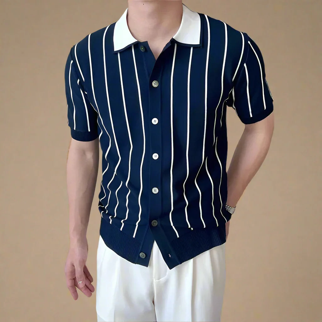 Hudson Striped Knit Polo - [Ezra Daniel]
