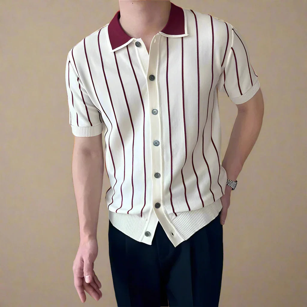 Hudson Striped Knit Polo - [Ezra Daniel]