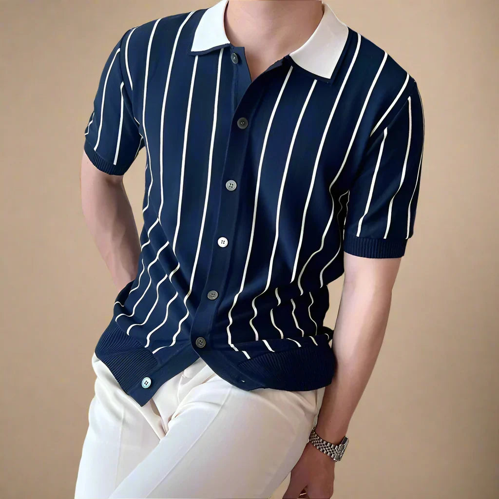 Hudson Striped Knit Polo - [Ezra Daniel]