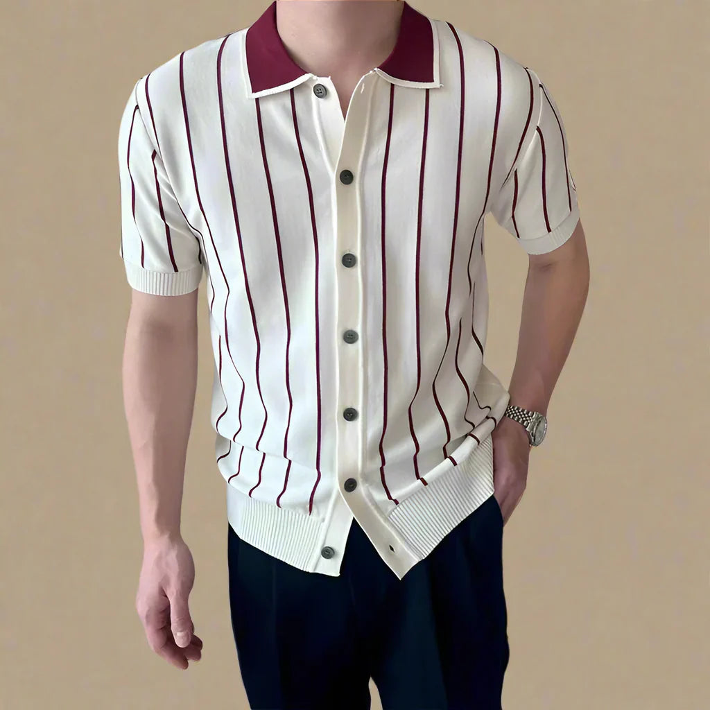 Hudson Striped Knit Polo - [Ezra Daniel]