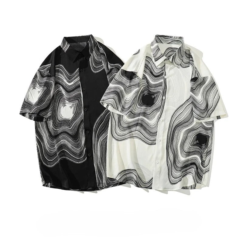 Perri Monochrome Ripple Shirt - [Ezra Daniel]
