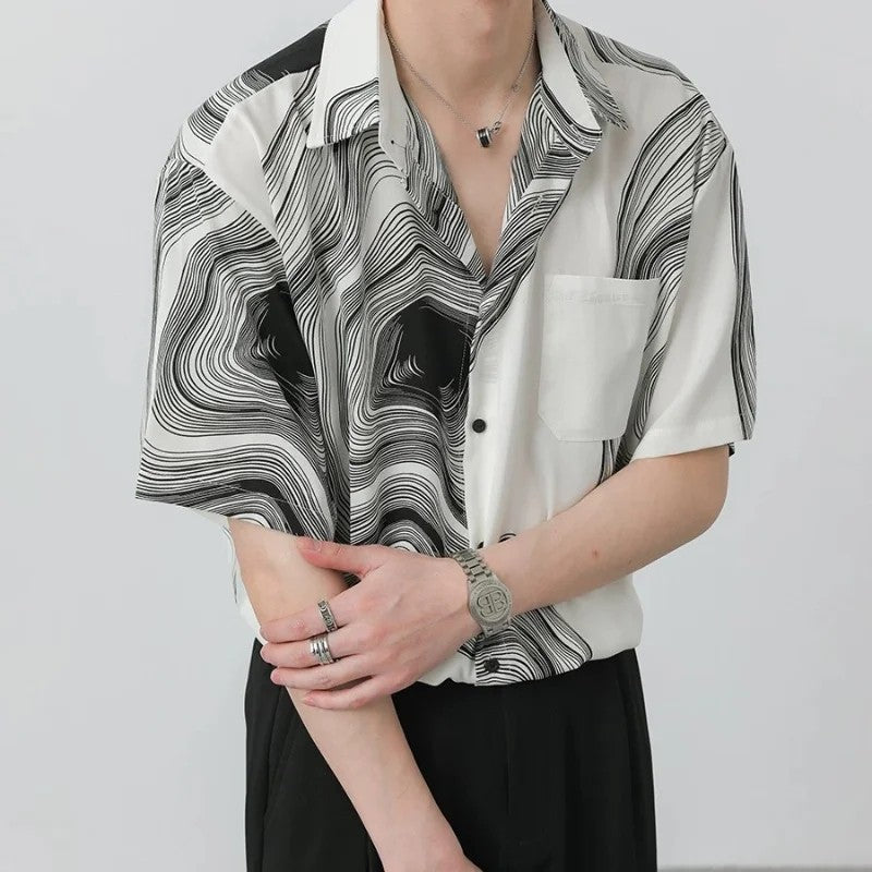 Perri Monochrome Ripple Shirt - [Ezra Daniel]