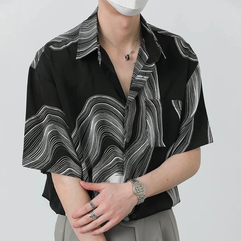 Perri Monochrome Ripple Shirt - [Ezra Daniel]
