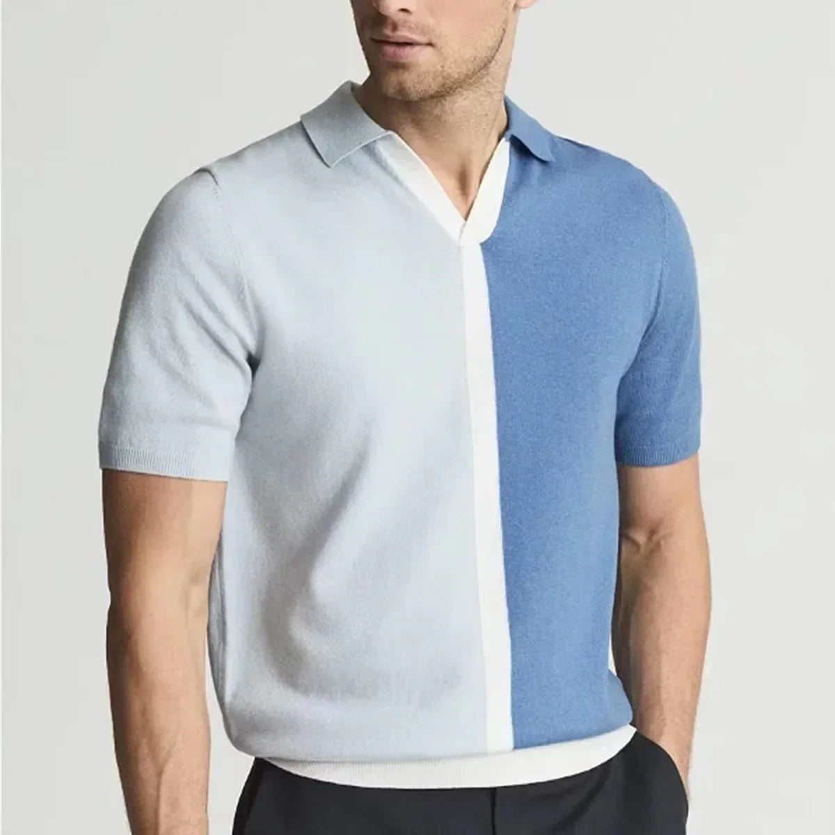 Quinn Dual-Tone Knit Polo - [Ezra Daniel]