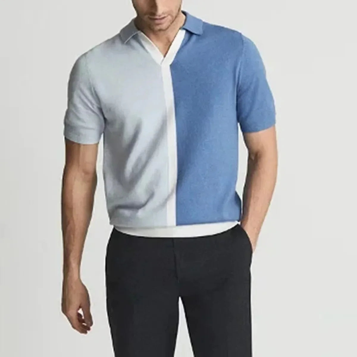 Quinn Dual-Tone Knit Polo - [Ezra Daniel]
