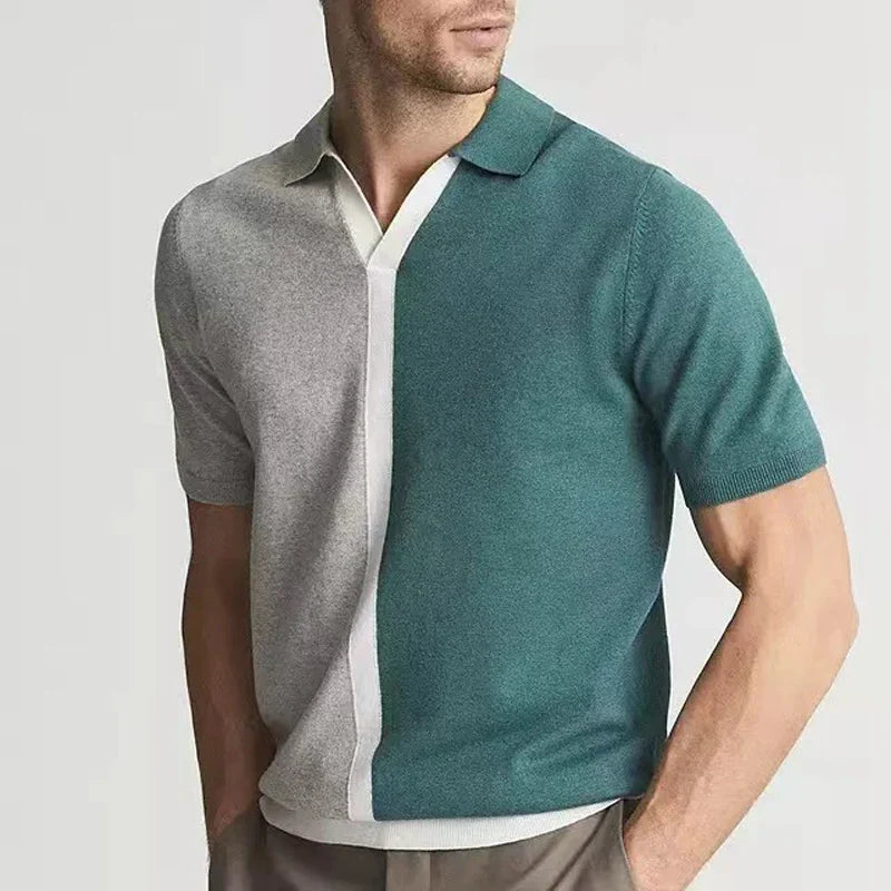 Quinn Dual-Tone Knit Polo - [Ezra Daniel]