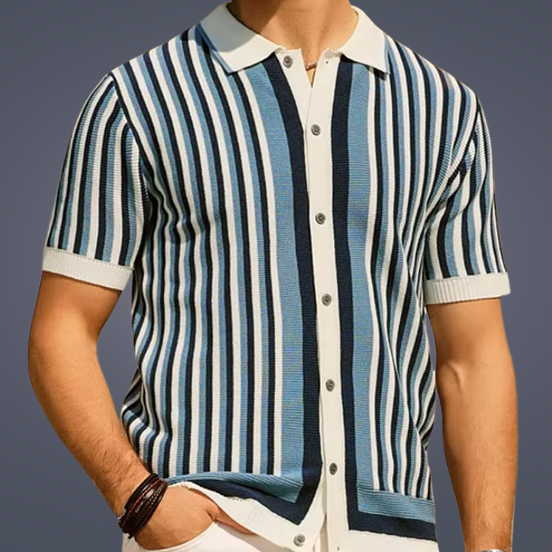 Striped Knit Polo - [Ezra Daniel]