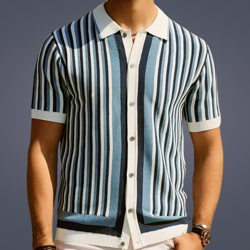 Striped Knit Polo - [Ezra Daniel]