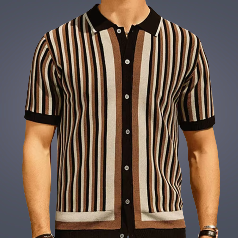 Striped Knit Polo - [Ezra Daniel]