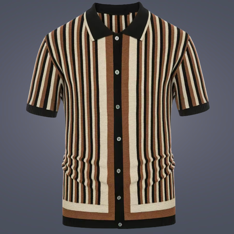 Striped Knit Polo - [Ezra Daniel]
