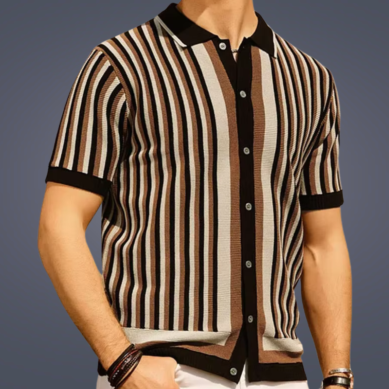 Striped Knit Polo - [Ezra Daniel]