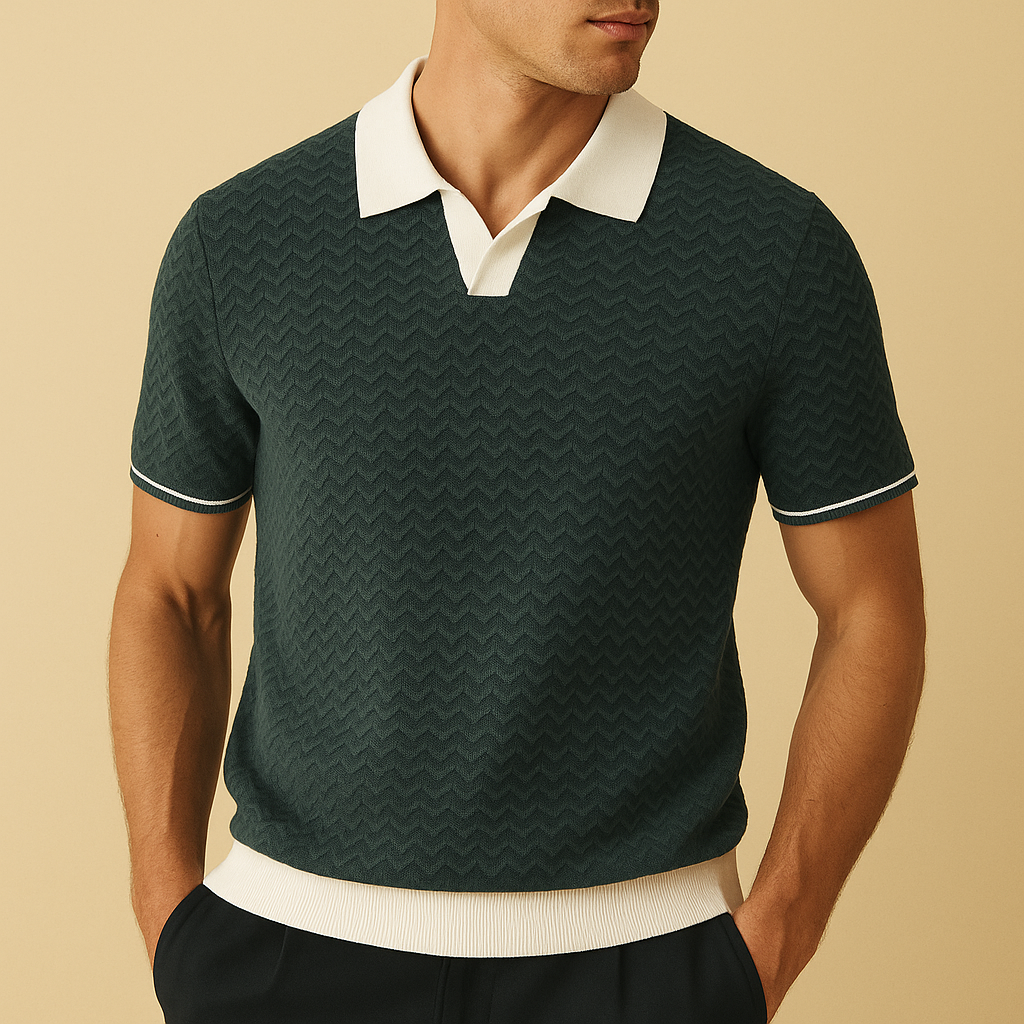 Cannes Ripple Weave Polo Shirt - Watson Grey