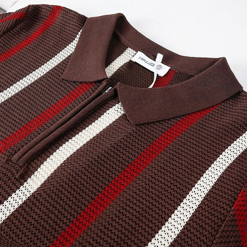 Thomas Open Knit Polo - Watson Grey