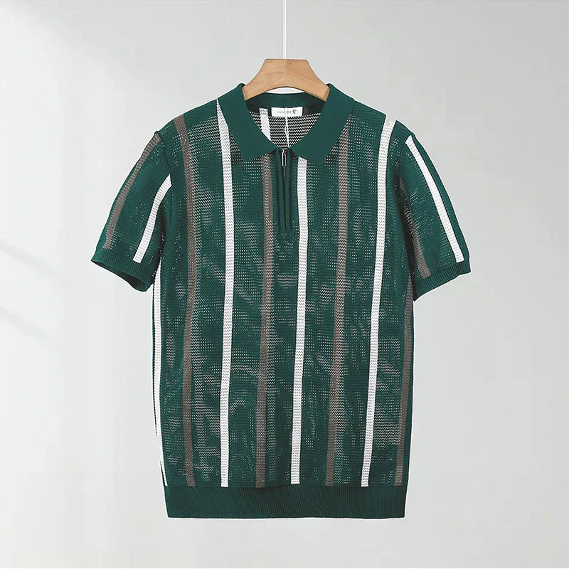 Thomas Open Knit Polo - Watson Grey
